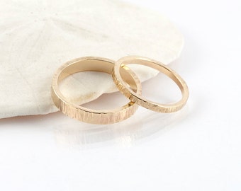 14K yellow gold wedding ring hammer finish; 4 mm wide ring, commitment ring, romance, handmade, custom, gold, bridal, wedding proposal