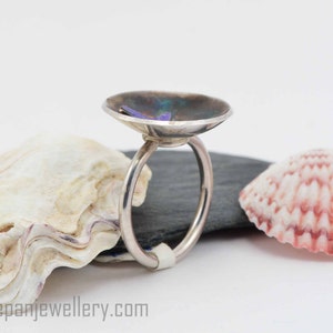 Tidal Pool ring, hand formed silver ring, starfish, patina, color, ocean jewelry, beach, one of a kind, unique, gift for her, sterling, blue image 4