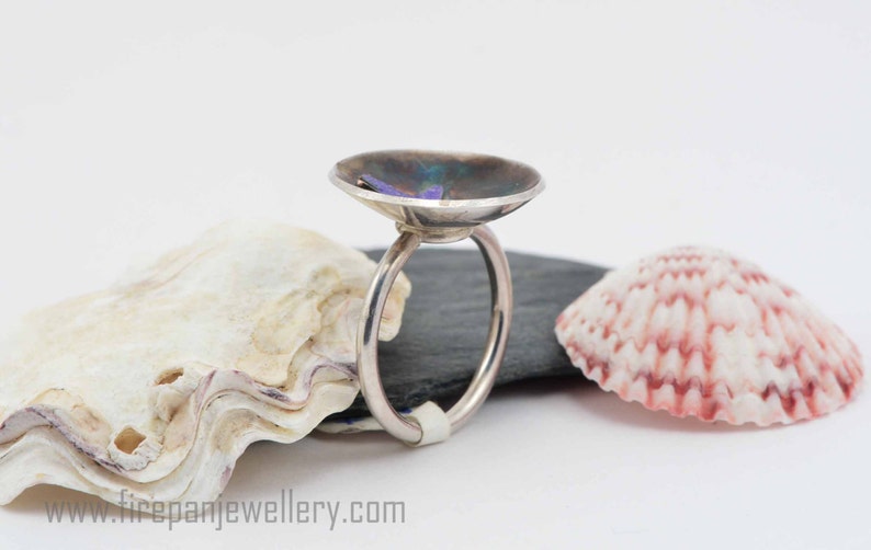Tidal Pool ring, hand formed silver ring, starfish, patina, color, ocean jewelry, beach, one of a kind, unique, gift for her, sterling, blue image 4