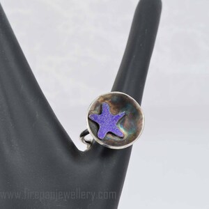 Tidal Pool ring, hand formed silver ring, starfish, patina, color, ocean jewelry, beach, one of a kind, unique, gift for her, sterling, blue image 5