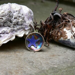 Tidal Pool ring, hand formed silver ring, starfish, patina, color, ocean jewelry, beach, one of a kind, unique, gift for her, sterling, blue image 3