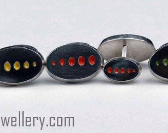 Undending Ovals - cufflinks, sterling silver, lacquer, unique, hint of color, classic, pattern, handmade, abundance, mens jewelry, wedding