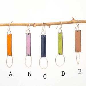 SALE - 20% off - Everyday enamels bar earrings - orange, pink, tan, neutrals, modern, feminine, handmade, sterling silver