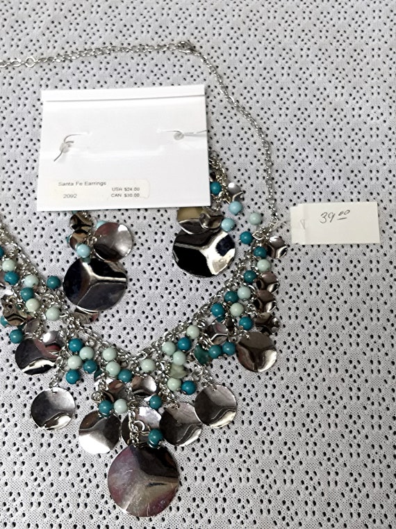 Latasia Jewelry Santa Fe Turquoise Color Beads Silver Disk
