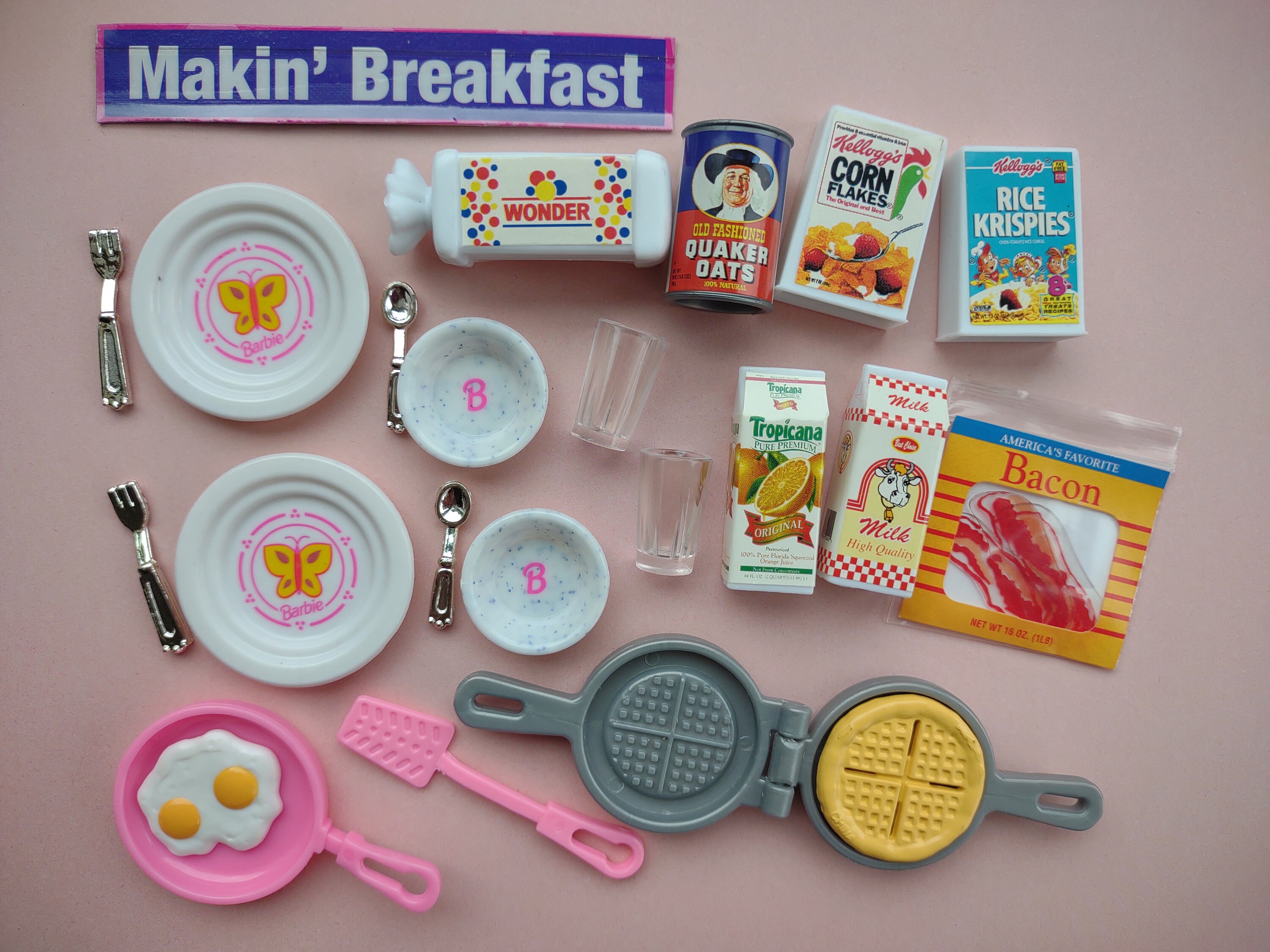 Waffle Breakfast 2 Pk Surprise Set of Miniature 1:6 Scale Plates