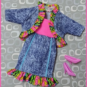 Vintage Barbie Doll Jeans Week-End 90’s Denim Fashion Dress and Jacket