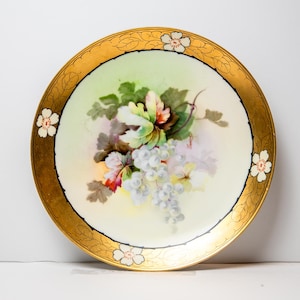 Antique O & E.G. Royal Austria Decorative 9&quot; Plate, Grapes and Gold