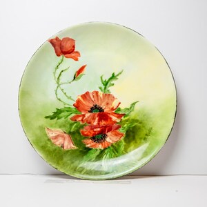 Antique German LHR Hutschenreuther Bavaria Hand Painted Poppy Plate
