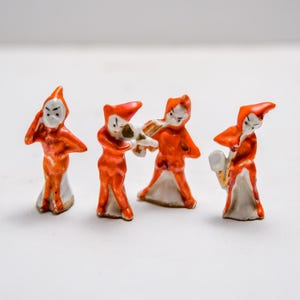 RARE: Antique Set of Four Japanese Pixie Elf Band Bisque Figurines