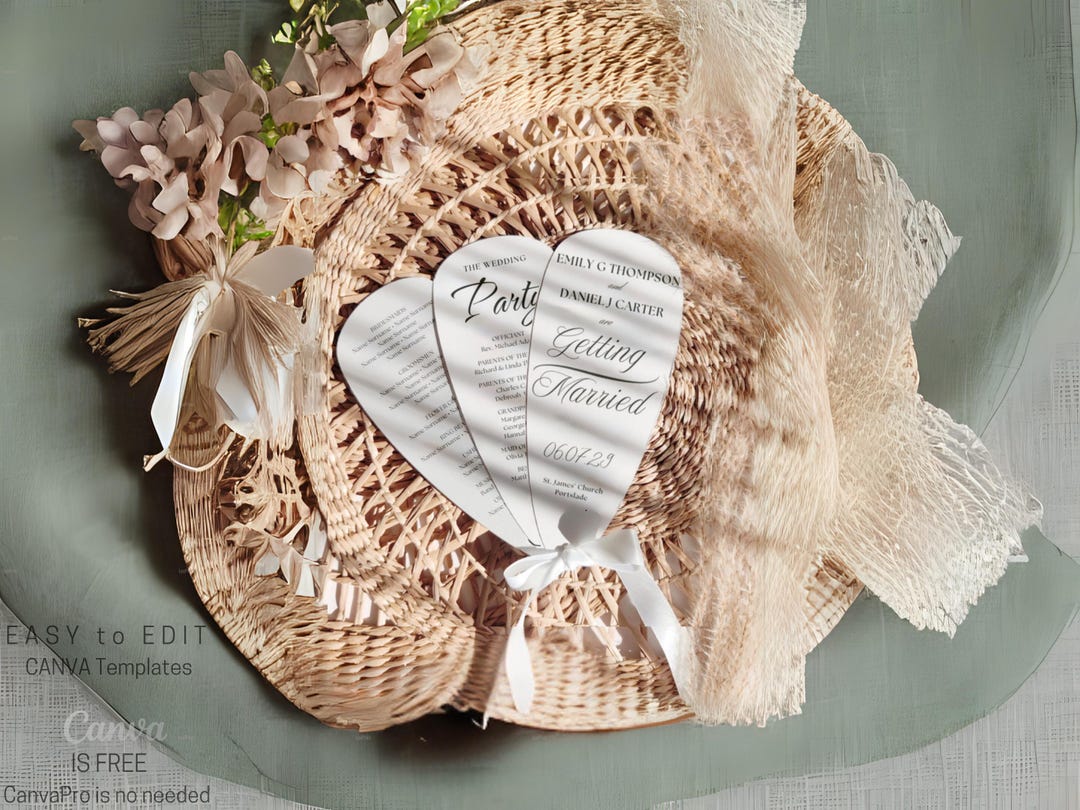 Program Petals Petal Fan Wedding Program, Portable Printable Template, DIY Hand Fan ...