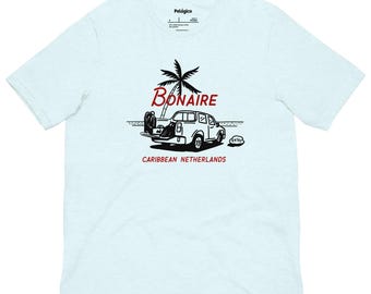 T-shirt da sub di Bonaire, Caraibi, Paesi Bassi, regalo per subacquei per lui/lei, disegni originali realizzati a mano, avventura, viaggiatore