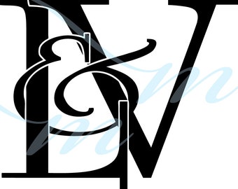SALE! L&V Intertwining Ampersand Monogram (instant download - jpg, psd, pdf, svg, eps)