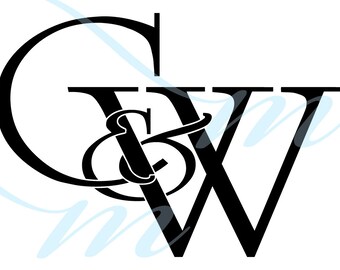 SALE! C&W Intertwining Ampersand Monogram (instant download - jpg, psd, pdf, svg, eps)