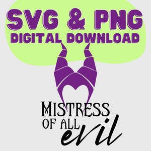 Maleficent SVG PNG Bundle | Villain Clipart | Instant Download | Evil Queen Silhouette | Cricut and Sublimation Files