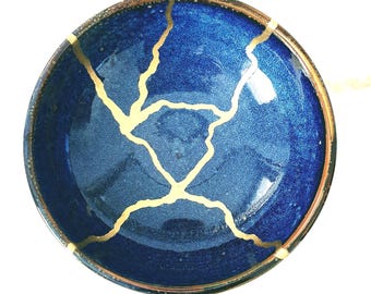 Blue Porcelain Bowl 18 cm, Meaningful Gift, Decorative Ceramic Bowl, Symbol of Imperfection and Transformation