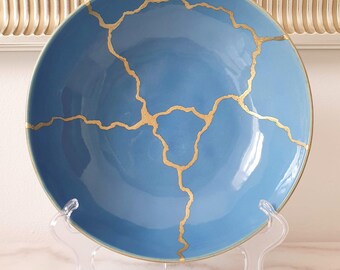 Sky Blue Wall Plate 21 cm, Ceramic Plate, Wall Decor, Thoughtful Gift, Meaningful Gift, Symbol of Imperfection and Transformation