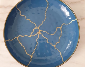 Sky Blue Ceramic Bowl 30 cm, Statement Centerpiece, Symbolic Gift, Meaningful Gift, Symbol of Imperfection and Transformation