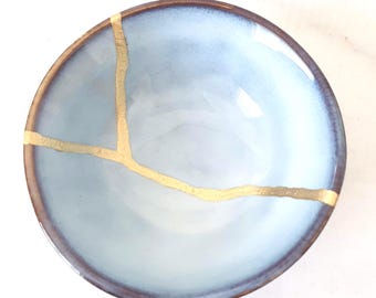Light Blue Ceramic Bowl 8.5 cm, Meaningful Gift, Symbol of Imperfection and Healing