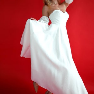 Corset short wedding dress with sleeves Midi modest simple civil ceremony dress Engagement photoshoot gown Elopement Second wedding dress
