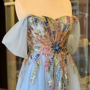 Fairy wedding dress Tulle corset dress Prom dress ball gown Blue dress Fantasy dress Simple wedding dress Quinceanera dress
