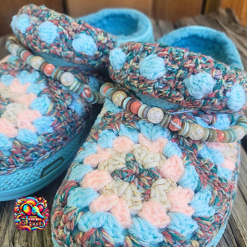 Custom Crocs® for LINDA Aqua Bliss - Classic Lined Clogs, Handmade With ...
