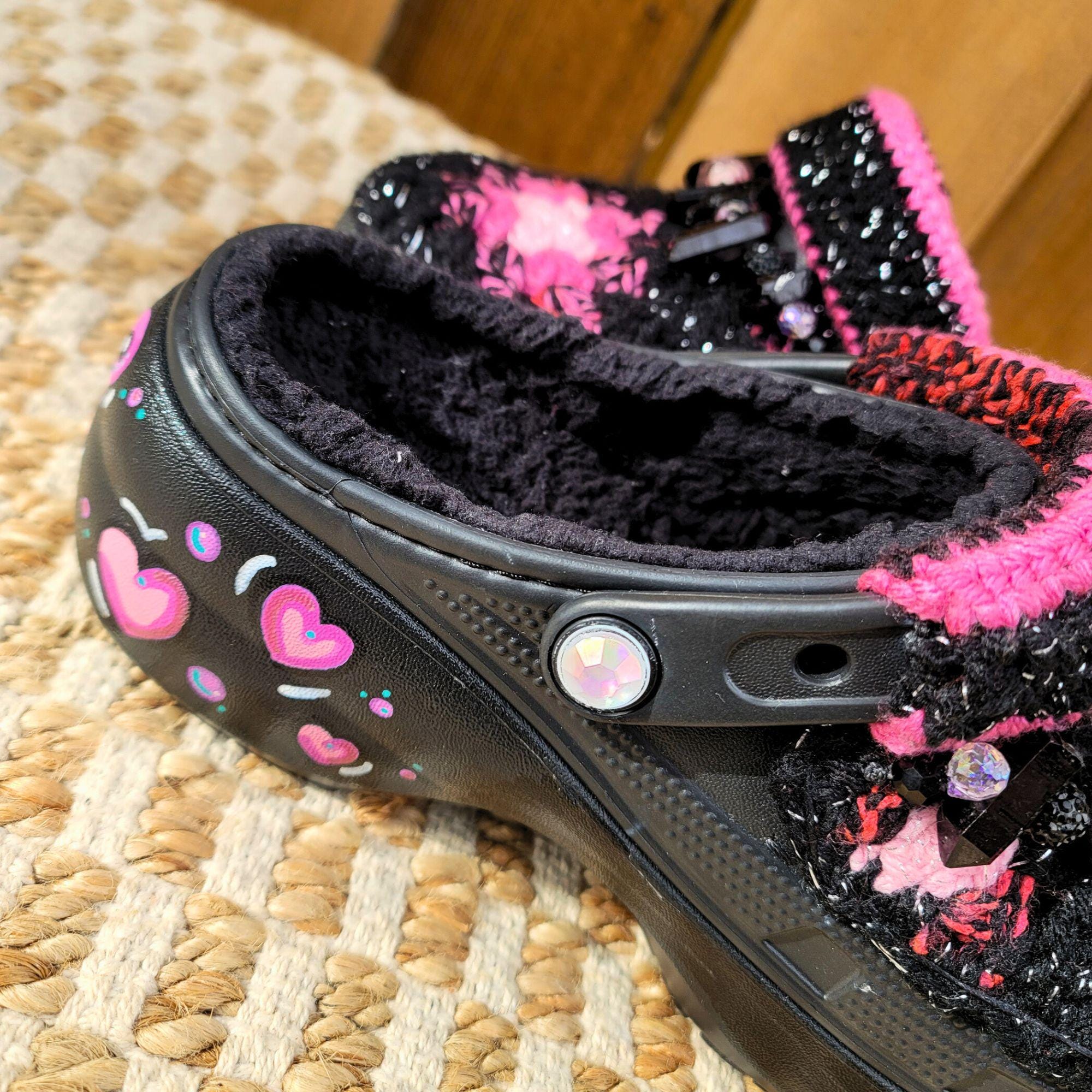 Custom Crocs Goth Barbie World - Crocs Lined Platforms With Black and ...