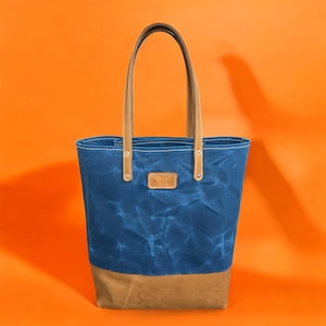Bolso de mano resistente - Hecho a mano en lona encerada y cuero para hombre y mujer. Bolso grande de 19 l, resistente, para uso diario, trabajo y viajes, resistente al agua.