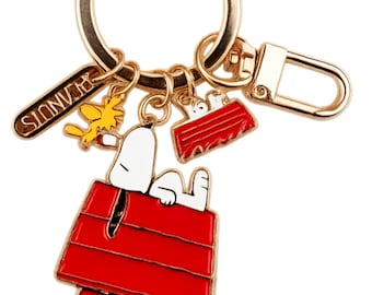 Vintage Snoopy 70th Anniversary Keychain, Peanuts Fan Gift, Character Keyring, Bag Charm