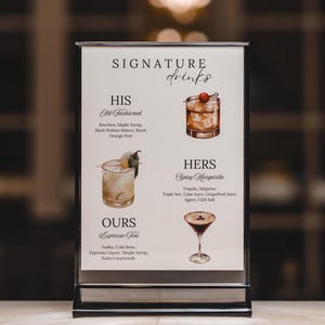Modern Wedding Bar Menu Template: Signature Cocktails (Digital Download)