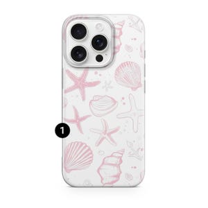 Sea Shell Phone Case Coastal Beach Ocean Cover for iPhone 17Pro, 16, 15, 14, 13, 12, Samsung S26, S25, S24FE, S23, A16, A56, Pixel 10, 9Pro 1
