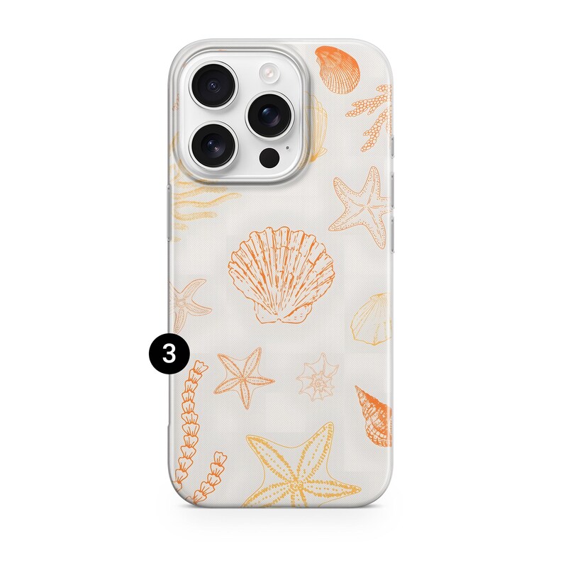 Sea Shell Phone Case Coastal Beach Ocean Cover for iPhone 17Pro, 16, 15, 14, 13, 12, Samsung S26, S25, S24FE, S23, A16, A56, Pixel 10, 9Pro 3