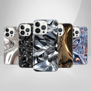Custodia in metallo liquido per iPhone 16 Pro, 15, 14, 13, 12, 11, Google Pixel 8, 7A, 6A, Samsung Galaxy S24 Ultra, S23fe, A05, A55 Chrome