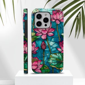 Vibrant Stained Glass Lotus Flower Phone Case | iPhone 16 15 14 13 12 11 pro max, Samsung Galaxy S23 S24 S25 Ultra, Google Pixel 6 7 8 pro