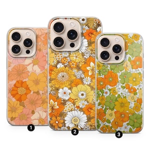 Hippie Phone Case Retro Groovy Flower Cover for iPhone 16Pro, 15, 14, 13, 12, 11, Samsung S25, S24FE, S23, A16, A56, A15, Pixel 9Pro, 8A, 7A