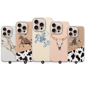 Western Phone Case Cowboy Rodeo Cover for iPhone 16Pro, 15, 14, 13, 12, 11, Samsung S25, S24FE, S23, A16, A56, A15, Pixel 9Pro, 8A, 7A