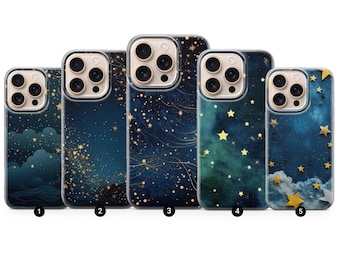 Stars Phone Case Shining Night Sky Cover for iPhone 17Pro, 16, 15, 14, 13, 12, Samsung S26, S25, S24FE, S23, A16, A56, Pixel 10, 9Pro, 8, 7