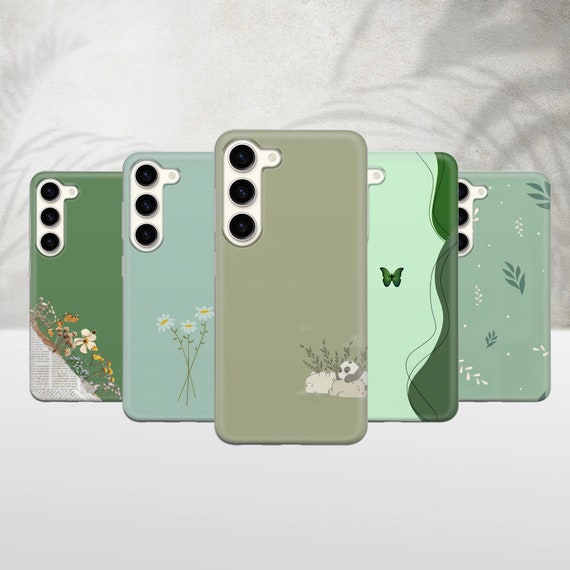 Minimalist Phone Case Greenery Cover for Samsung S26, S25, S24FE, S23, A54,  iPhone 17, 16, 15, 14, 13, Google Pixel 10Pro, 9, 8A, 7Pro, 6