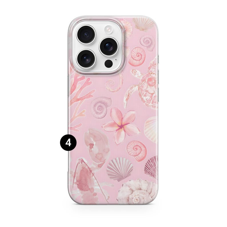 Sea Shell Phone Case Coastal Beach Ocean Cover for iPhone 17Pro, 16, 15, 14, 13, 12, Samsung S26, S25, S24FE, S23, A16, A56, Pixel 10, 9Pro 4