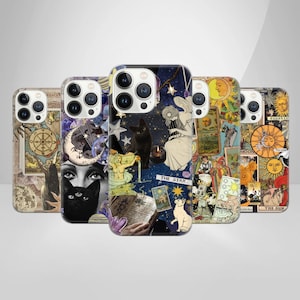 Custodia per telefono Witchy Tarot, custodia gotica scura per iPhone 16 15 14 13 12 11 X 8 Samsung S25 S24 A13 S23 A73 A53 Huawei P50 Pixel 9 8 7 6 Pro
