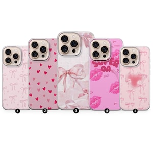 Pink Coquette Handyhülle Pastell Bow für iPhone 17Pro, 16, 15, 14, 13, 12, Samsung S26, S25, S24FE, S23, A16, A56, Pixel 10, 9Pro, 8, 7