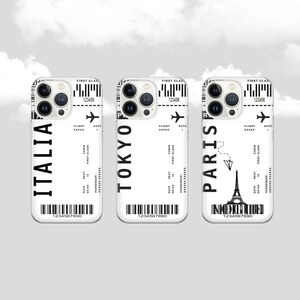 Étui pour téléphone billet d'avion pour iPhone 16 Pro Max, 15 Plus, 14, 13, 12, 11, XS et Samsung S25, S24, A56, A55, Pixel 9 Pro, 8
