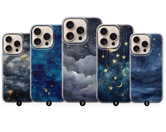 Stars Phone Case Shining Night Sky Cover for iPhone 17Pro 16, 15, 14, 13, 12, Samsung S25, S24FE, S23, A16, A56, A15, Pixel 10, 9Pro, 8, 7