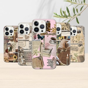 Book Lover Phone Case - Bookscrap Read Art Gift Cover for iPhone 16 15 14 13 12 11 Pro Max 8 Plus X, Samsung Galaxy S25 S24 Ultra, Pixel 8
