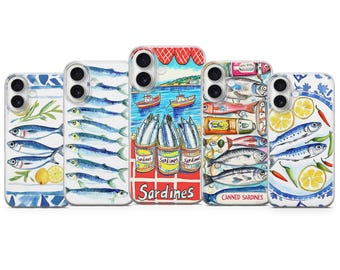 Sardines Phone Case Fish Aesthetic Cover for iPhone 17Pro, 16, 15, 14, 13, 12, Samsung S26, S25, S24FE, S23, A16, A56, Pixel 10, 9Pro, 8, 7