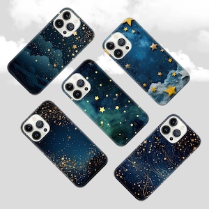 Custodia per telefono Stars Shining Night Sky Cover per Google Pixel 9Pro XL, 8A, 8Pro, 7Pro, 7A, 6A, Samsung S25, S24, A15, iPhone 16Pro, 15, 14 13 12