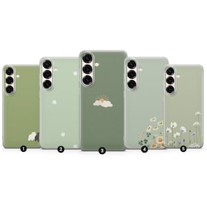 Cover minimalista con motivo verde per Samsung Galaxy S25, S24, S23, S22, Google Pixel 10, 9, 8A, 7A, 6, iPhone 17, 16, 15, 14, 13