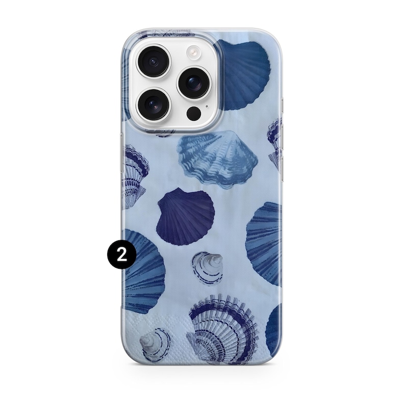 Sea Shell Phone Case Coastal Beach Ocean Cover for iPhone 17Pro, 16, 15, 14, 13, 12, Samsung S26, S25, S24FE, S23, A16, A56, Pixel 10, 9Pro 2