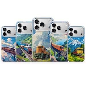 Train Phone Case Locomotive Tracks Cover voor iPhone 17Pro, 16, 15, 14, 13, 12, Samsung S26, S25, S24FE, S23, A16, A56, A15, Pixel 10, 9Pro, 8