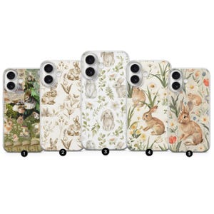 Whimsical Bunny Phone Case Rabbit Cover for iPhone 16Pro, 15, 14, 13, 12, 11, Samsung S25, S24FE, S23, A16, A56, A15, Pixel 9Pro, 8A, 7A