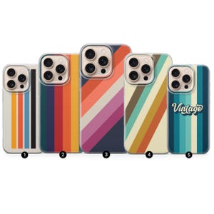Retro Stripes Phone Case Vintage Cover for iPhone 16Pro, 15, 14, 13, 12, 11, Samsung S25, S24FE, S23, A16, A56, A15, Pixel 9Pro, 8A, 7A